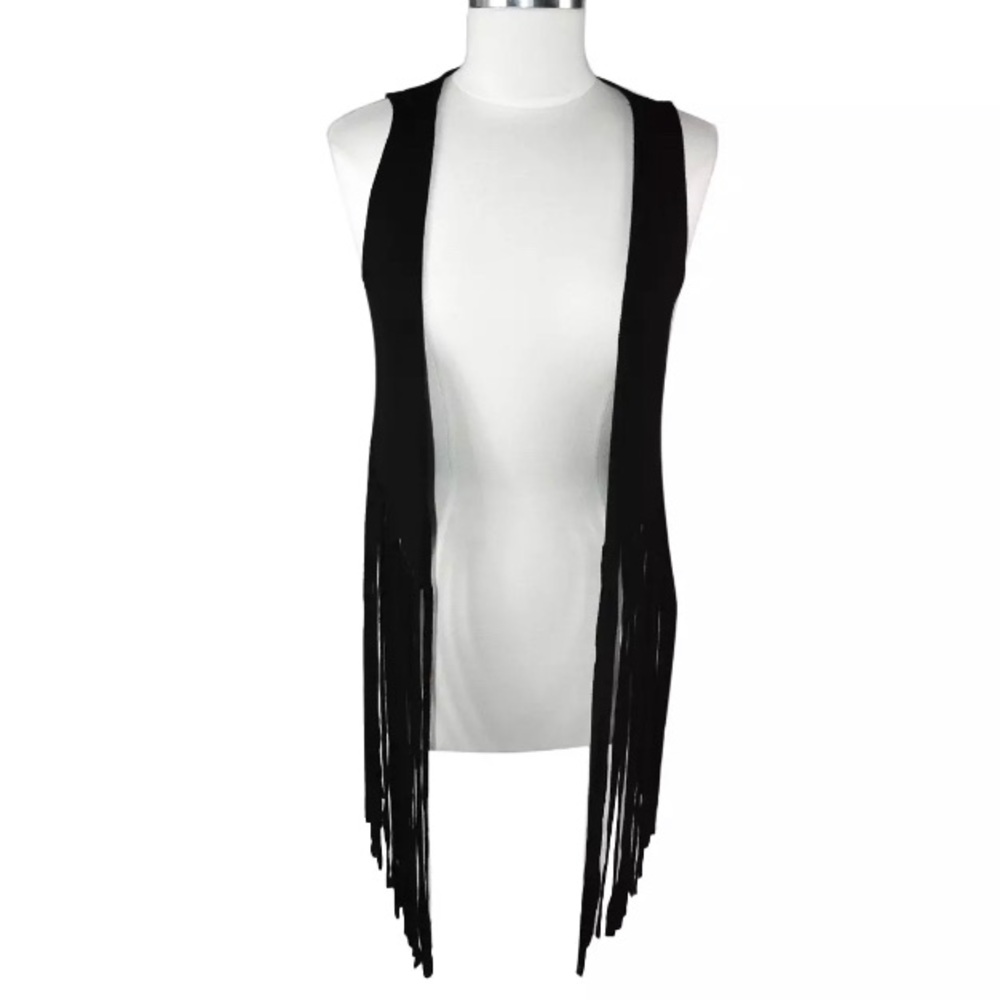 Black fringe vest size medium/large 70’s vest